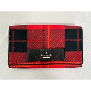 Kate Spade NY Julia Street Tally Plaid Clutch in Red / Black
